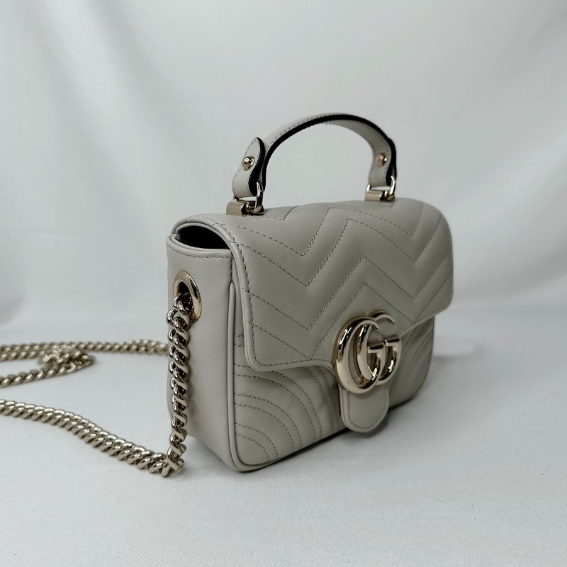 GUCCI Marmont香檳灰手提鏈包-3