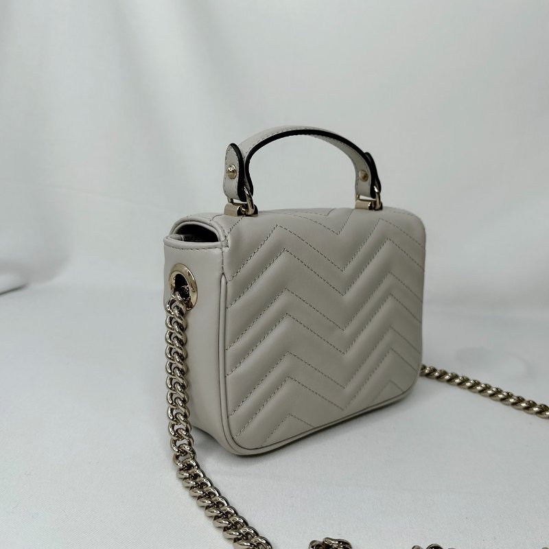 GUCCI Marmont香檳灰手提鏈包-5
