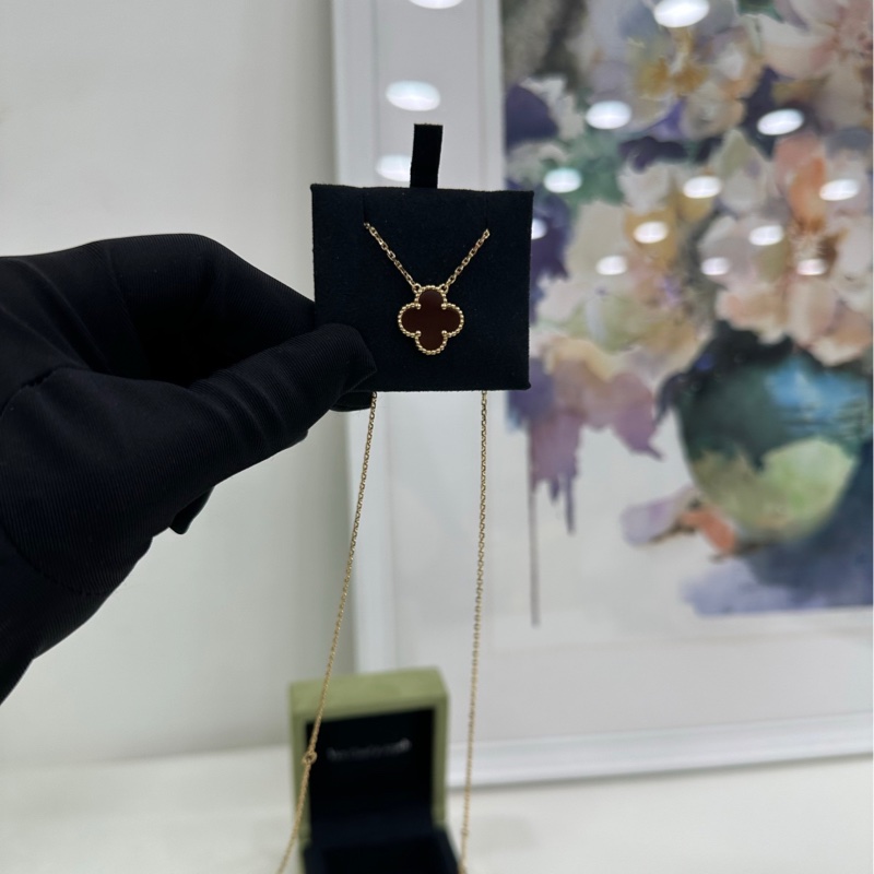 VCA/Van Cleef & Arpels/梵克雅寶Alhambra四葉幸運系列紅玉髓四葉草18k金 項鍊 23年 單鏈無卡-1