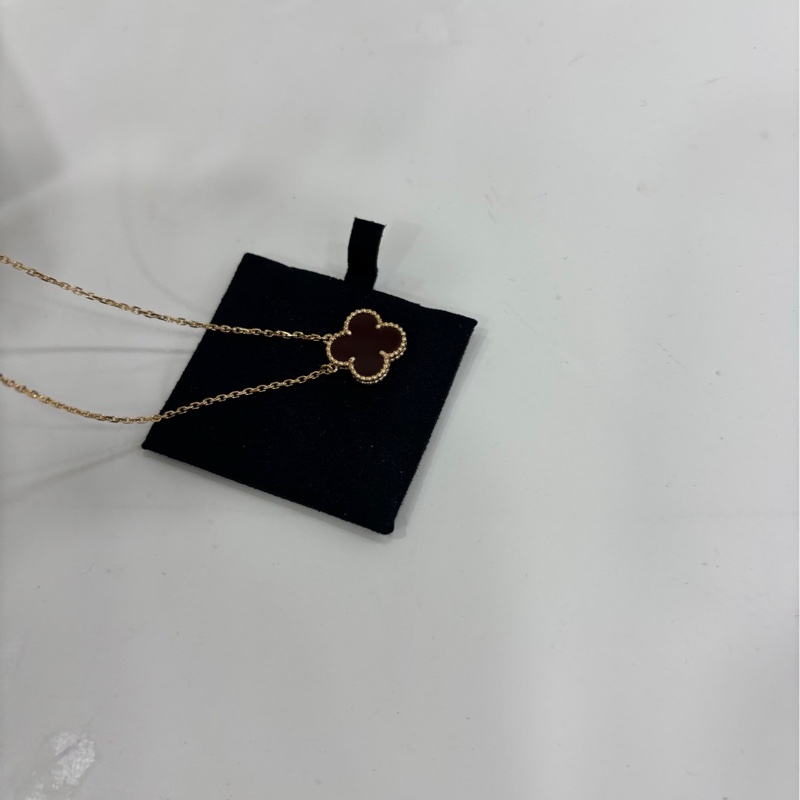VCA/Van Cleef & Arpels/梵克雅寶Alhambra四葉幸運系列紅玉髓四葉草18k金 項鍊 23年 單鏈無卡-5