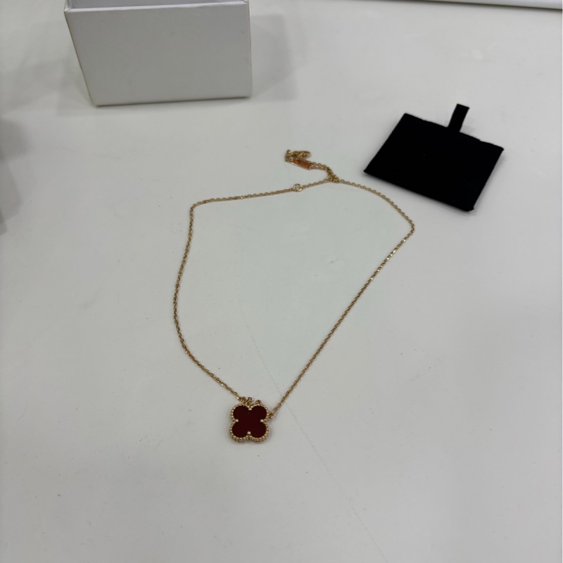 VCA/Van Cleef & Arpels/梵克雅寶Alhambra四葉幸運系列紅玉髓四葉草18k金 項鍊 23年 單鏈無卡-6