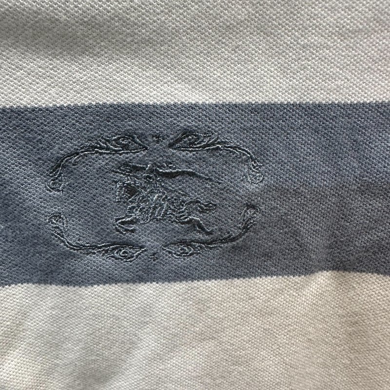 【美收精品】BURBERRY 灰白條紋polo衫 4-238【隔月月中將轉賣至日本 上架期限30天】-5