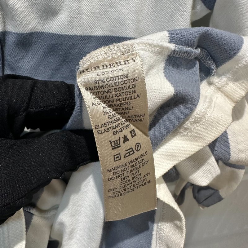 【美收精品】BURBERRY 灰白條紋polo衫 4-238【隔月月中將轉賣至日本 上架期限30天】-7