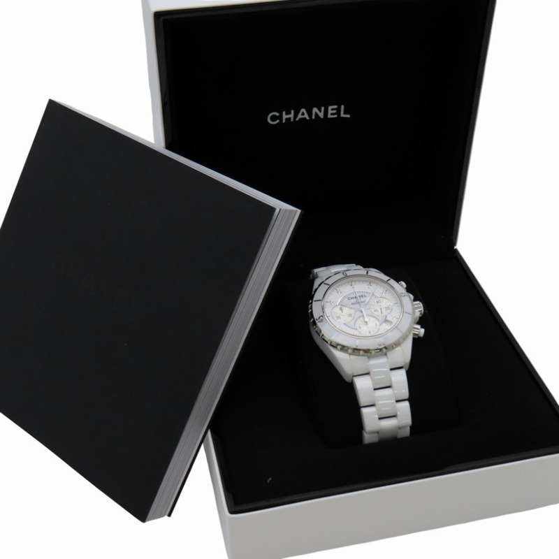 Chanel J12 計時碼表 9 件鑽石腕錶，H2009，自動，白色陶瓷/鑽石，錶盤，0047，CHANEL，男士-1