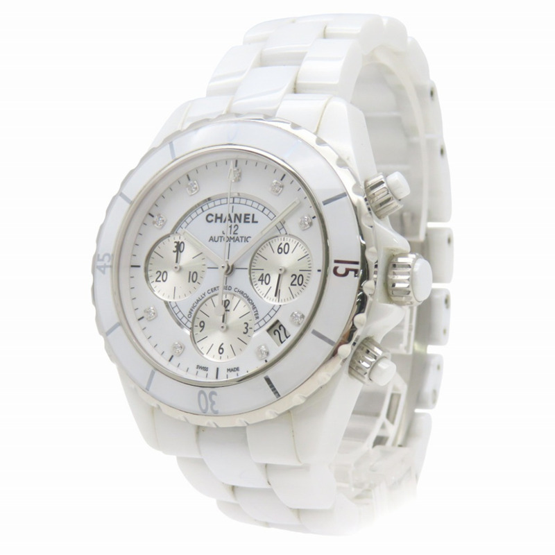 Chanel J12 計時碼表 9 件鑽石腕錶,H2009,自動,白色陶瓷/鑽石,錶盤,0047,CHANEL,男士-2