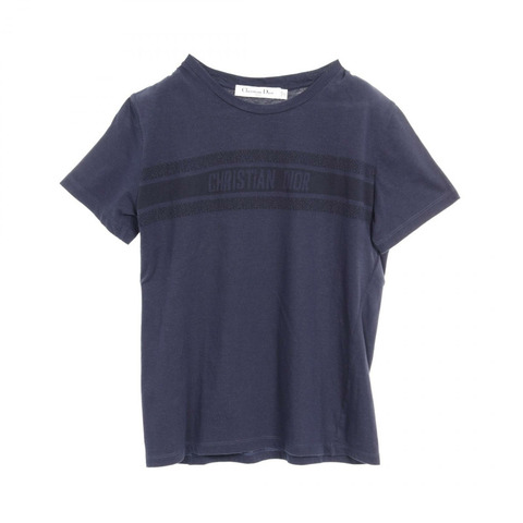 Christian Dior 標誌短袖 T 卹 143T04A4043 棉質海軍藍二手 #XS CD