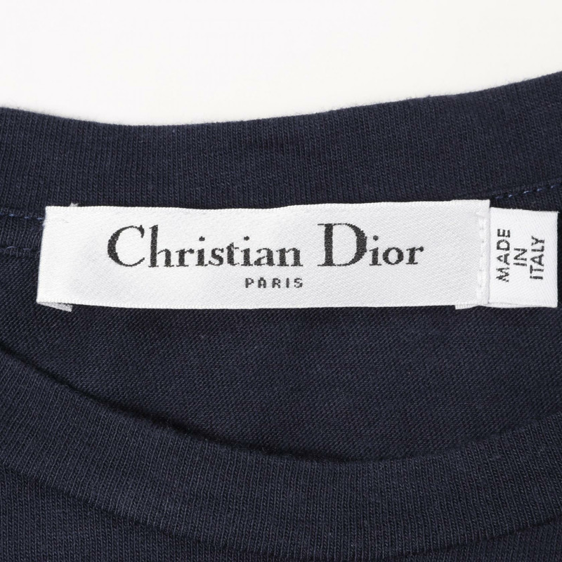 Christian Dior 標誌短袖 T 卹 143T04A4043 棉質海軍藍二手 #XS CD-2
