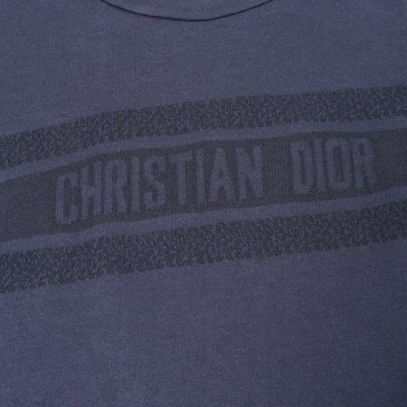 Christian Dior 標誌短袖 T 卹 143T04A4043 棉質海軍藍二手 #XS CD-4