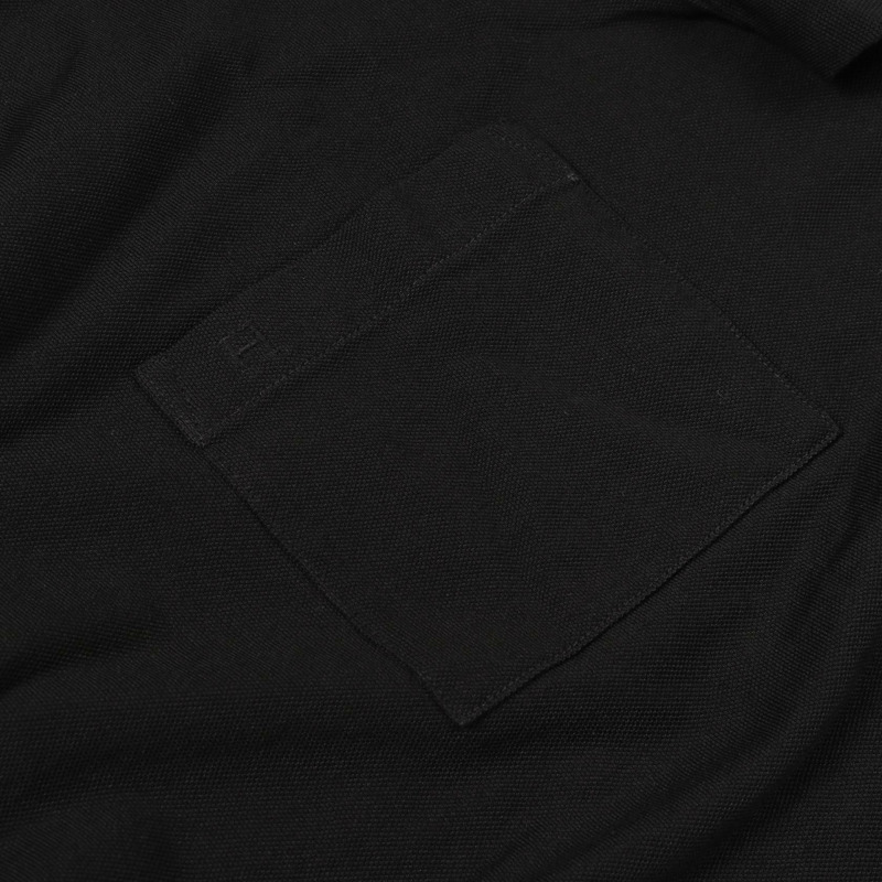 HERMES H 刺繡口袋凸紋 T 卹上衣棉質黑色男款 #M-5