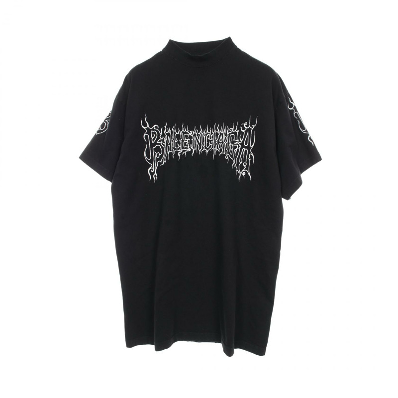 BALENCIAGA 巴黎世家 金屬標誌T卹 T卹 棉質 黑色 二手 男女通用-0