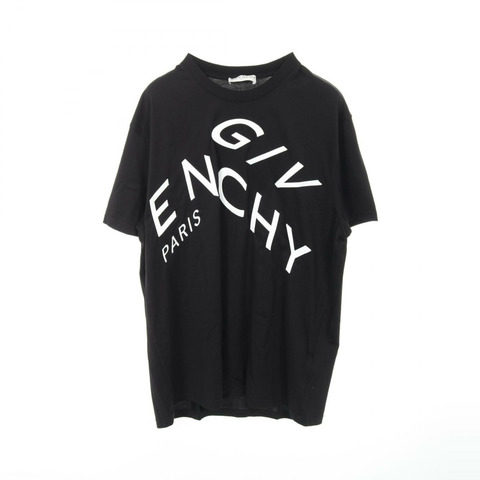 GIVENCHY 標誌刺繡 T 卹棉黑色二手男式