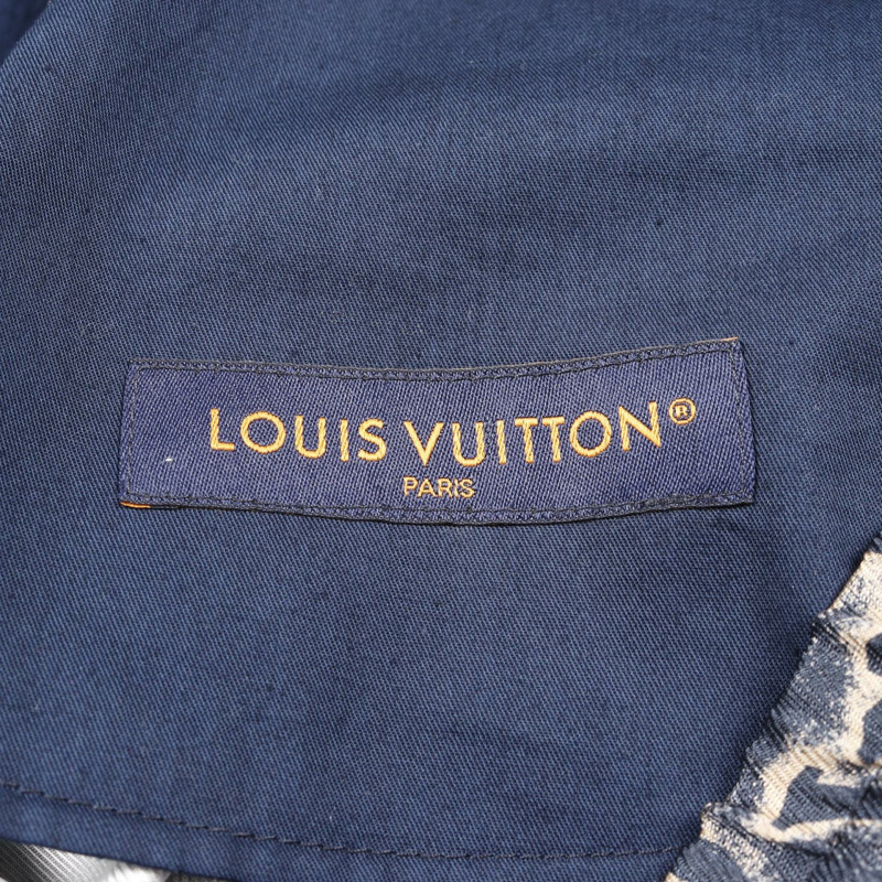 LOUIS VUITTON Monogram 短褲 絲綢 海軍藍 米色 二手 男士 #50-2
