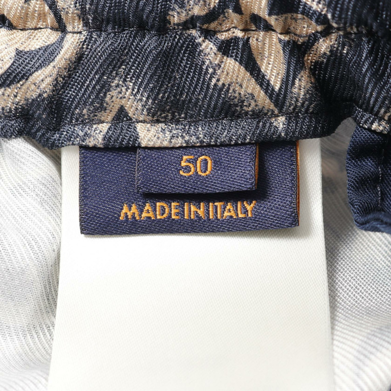 LOUIS VUITTON Monogram 短褲 絲綢 海軍藍 米色 二手 男士 #50-3