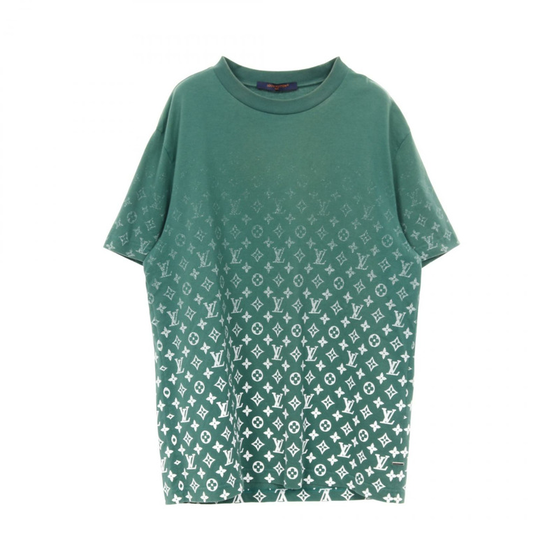 LOUIS VUITTON 字母漸變 T 卹 HKY46W 棉質綠白 #M 二手男款-0
