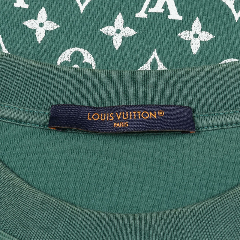 LOUIS VUITTON 字母漸變 T 卹 HKY46W 棉質綠白 #M 二手男款-2