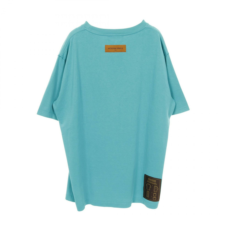 LOUIS VUITTON STAPLES EDITION Inside Out T卹棉質藍色二手男式 4L-1