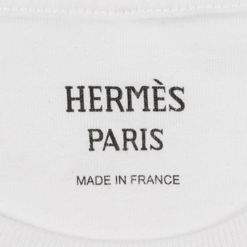 HERMES Cartouche T卹洋裝 3E4508DL 棉質 白色 海軍藍 女款 #38-2