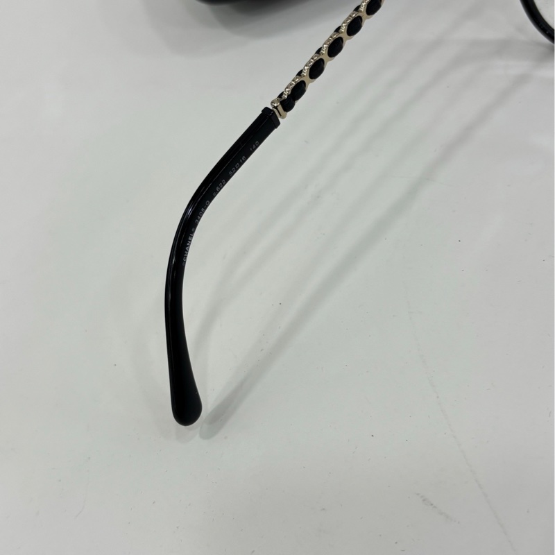 Chanel 香奈兒 趙露思同款 黑色貓眼方格 金色編織多logo鏡腿CH3408 平光鏡-5