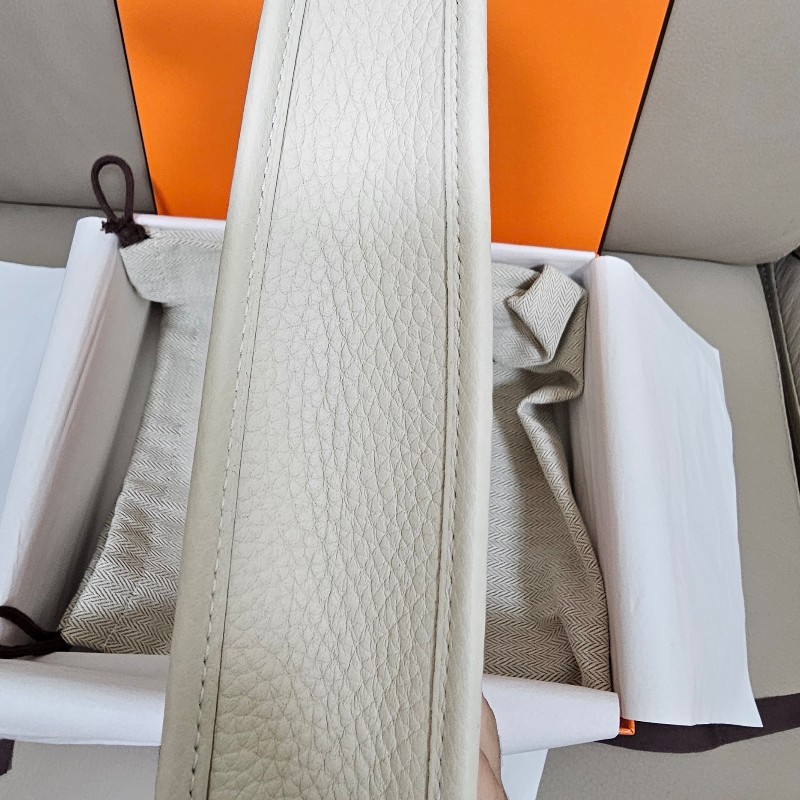 Hermes 愛馬仕 mini evelyne craie奶昔白 銀扣 K刻-8