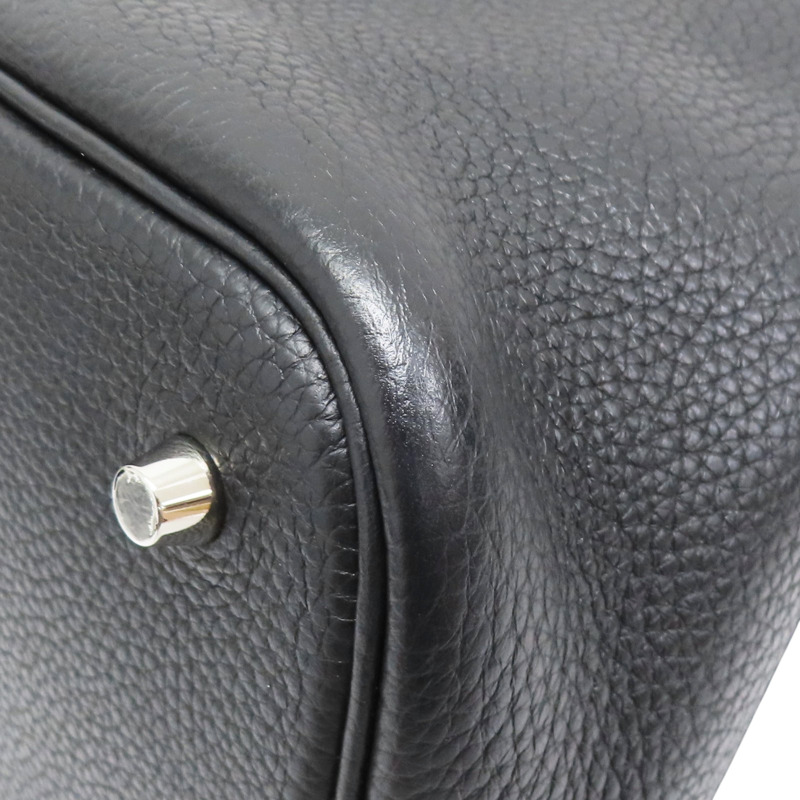 黑色 Taurillon牛皮 Picotin Lock 22 手提包 D刻 銀扣【HERMES 愛馬仕】-11