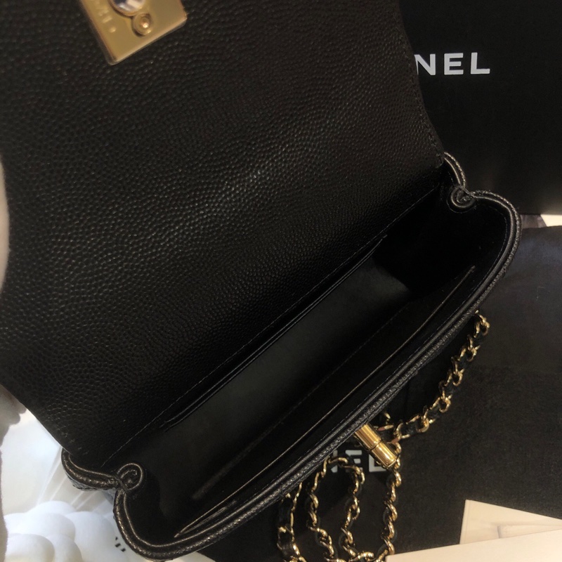 Chanel 香奈儿黑色淡金 coco handle nano手提斜挎包 芯片款-7