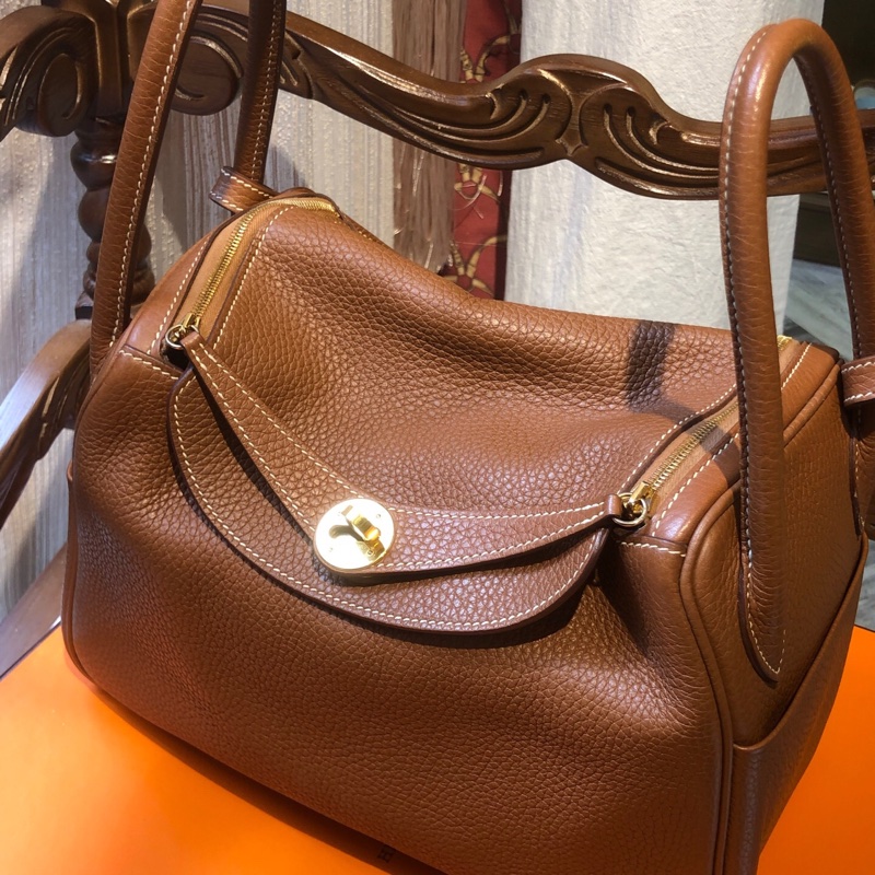 Hermes 爱马仕 金棕金扣lindy26 Y刻-1