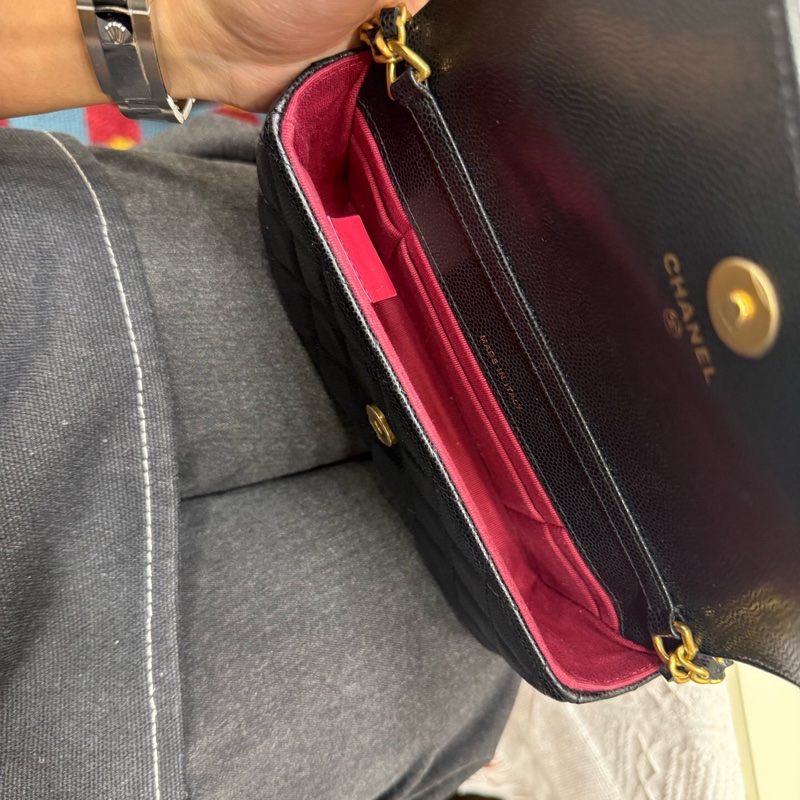 香奈儿Chanel荔枝牛黑金金币woc芯片-8