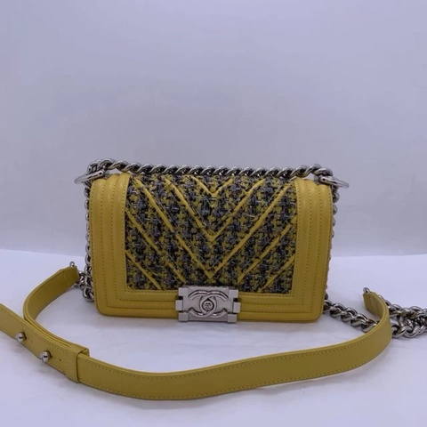 Chanel Boy 小號粗花呢皮革 Coco 鏈條包 單肩包 手提包