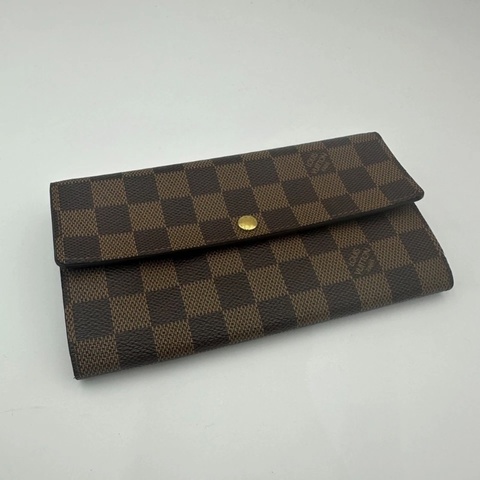 Louis Vuitton Damier Ebene Sarah 長款錢包 皮夾 棕色