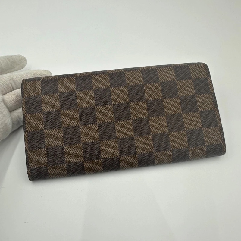 Louis Vuitton Damier Ebene Sarah 長款錢包 皮夾 棕色-1
