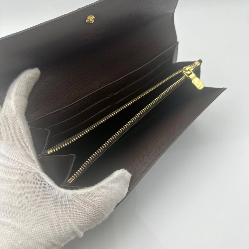 Louis Vuitton Damier Ebene Sarah 長款錢包 皮夾 棕色-5