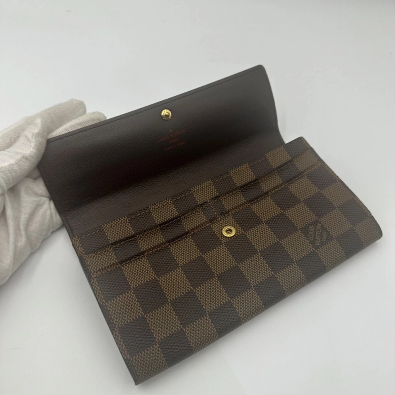 Louis Vuitton Damier Ebene Sarah 長款錢包 皮夾 棕色-8