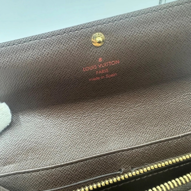 Louis Vuitton Damier Ebene Sarah 長款錢包 皮夾 棕色-9