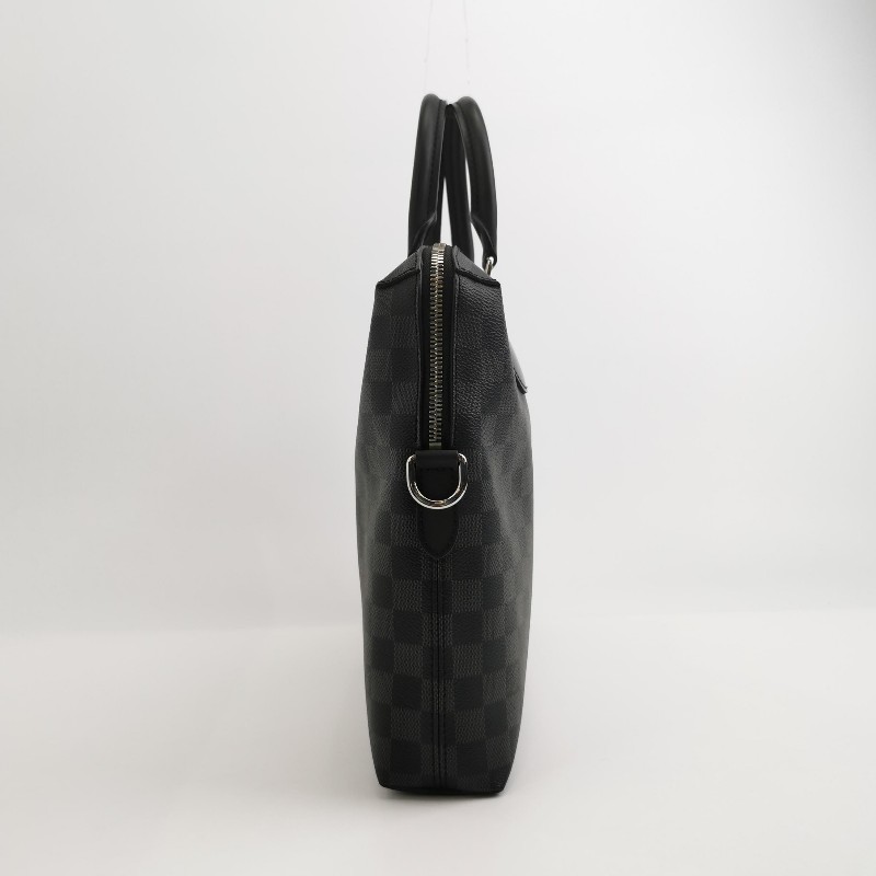 Louis Vuitton (LV) Porte Documents Jour牛皮棋盤格拉鍊斜挎包單肩包-2