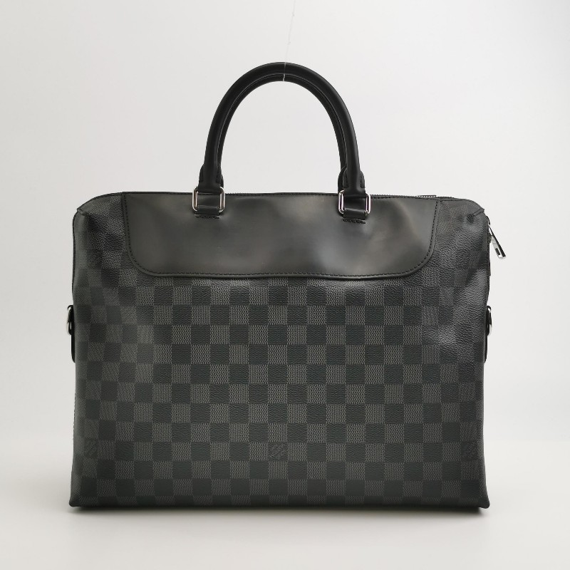 Louis Vuitton (LV) Porte Documents Jour牛皮棋盤格拉鍊斜挎包單肩包-4