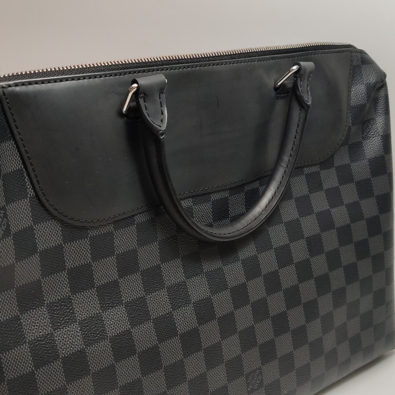 Louis Vuitton (LV) Porte Documents Jour牛皮棋盤格拉鍊斜挎包單肩包-14