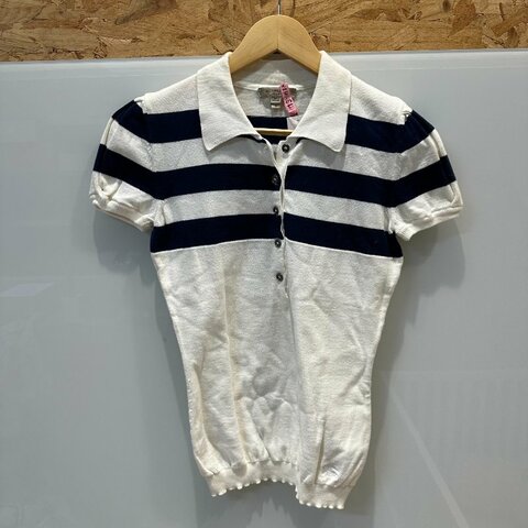 【美收精品】BURBERRY 藍白條紋針織polp衫 4-242【隔月月中將轉賣至日本 上架期限30天】