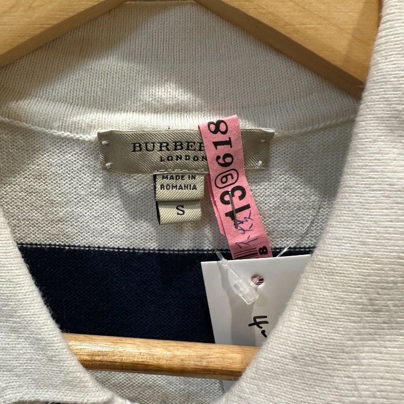 【美收精品】BURBERRY 藍白條紋針織polp衫 4-242【隔月月中將轉賣至日本 上架期限30天】-4