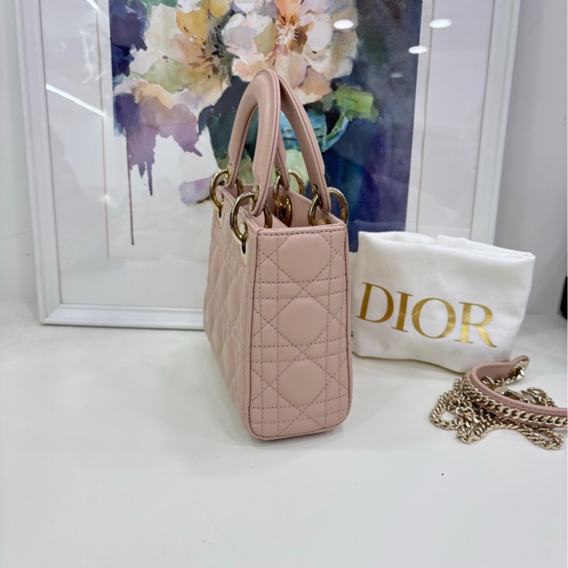 Dior 戴妃三格粉紅羊皮革藤格紋 好成色 24年編碼 99新-1