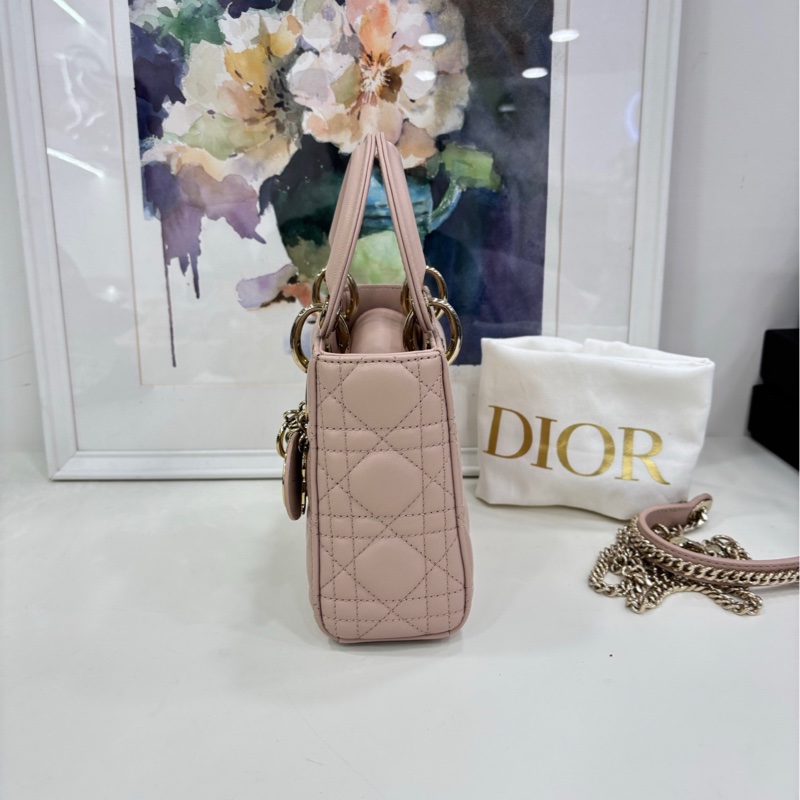 Dior 戴妃三格粉紅羊皮革藤格紋 好成色 24年編碼 99新-2