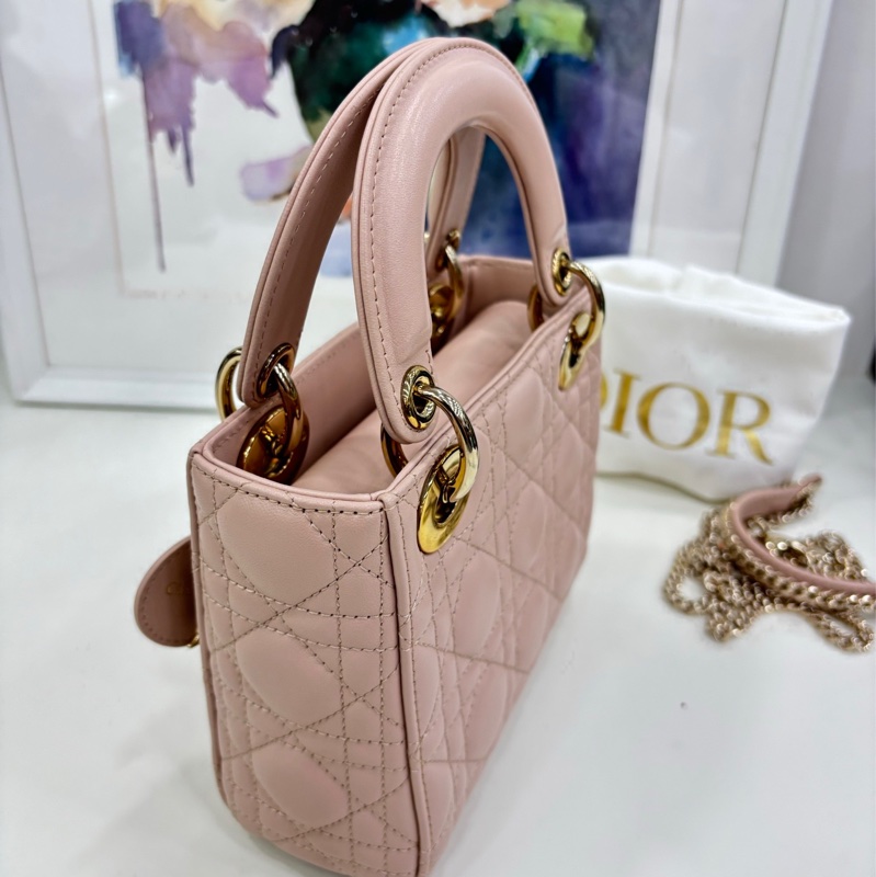 Dior 戴妃三格粉紅羊皮革藤格紋 好成色 24年編碼 99新-3
