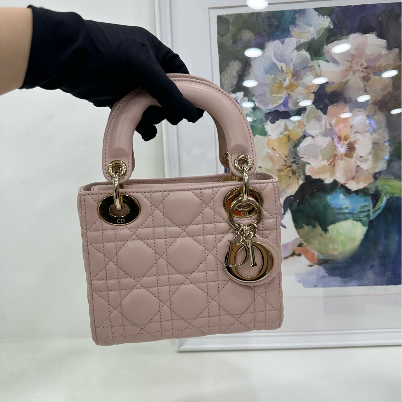 Dior 戴妃三格粉紅羊皮革藤格紋 好成色 24年編碼 99新-7