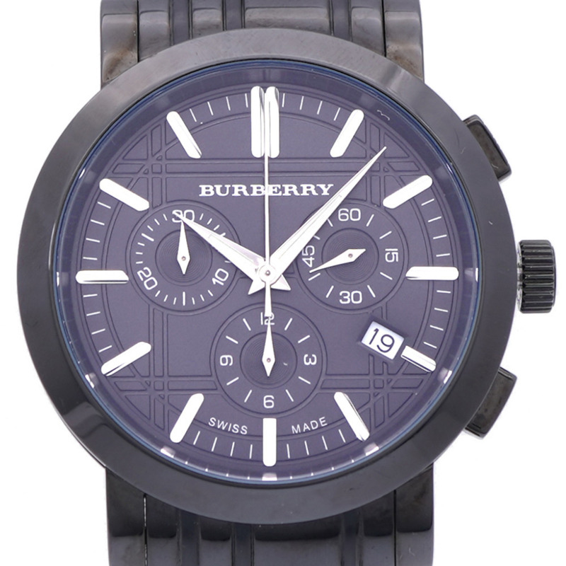 Burberry 計時碼錶 BU1373 石英腕錶，不鏽鋼，黑色錶盤，0408，男士-0