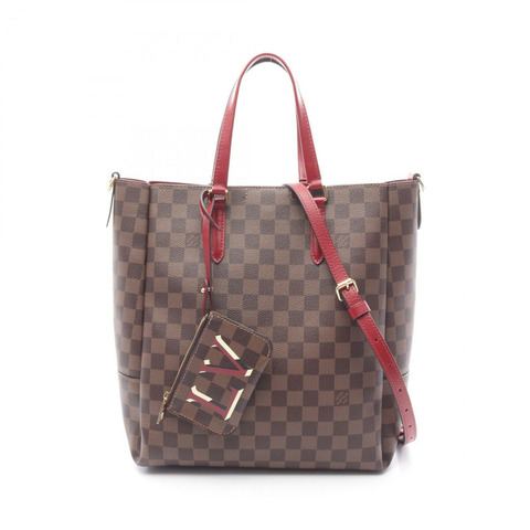 Louis Vuitton Belmont NV MM Damier Ebene Cherry Berry 手提包，塗層帆布和皮革，女款，棕色波爾多紅，N60293