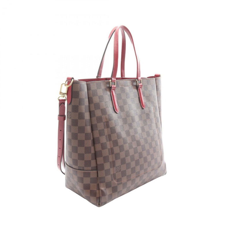Louis Vuitton Belmont NV MM Damier Ebene Cherry Berry 手提包,塗層帆布和皮革,女款,棕色波爾多紅,N60293-1