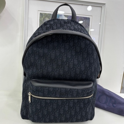 DIOR迪奧 Rider Oblique經典大容量刺繡老花滿印暗紋提花 織物 背包雙肩包 22年編碼 閒置