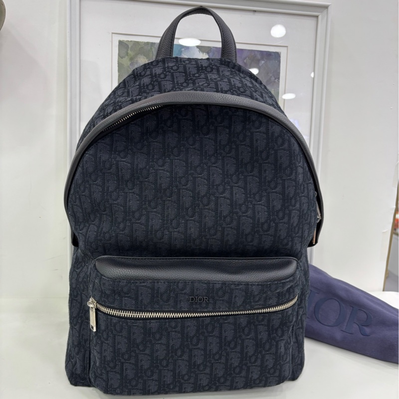 DIOR迪奧 Rider Oblique經典大容量刺繡老花滿印暗紋提花 織物 背包雙肩包 22年編碼 閒置-1