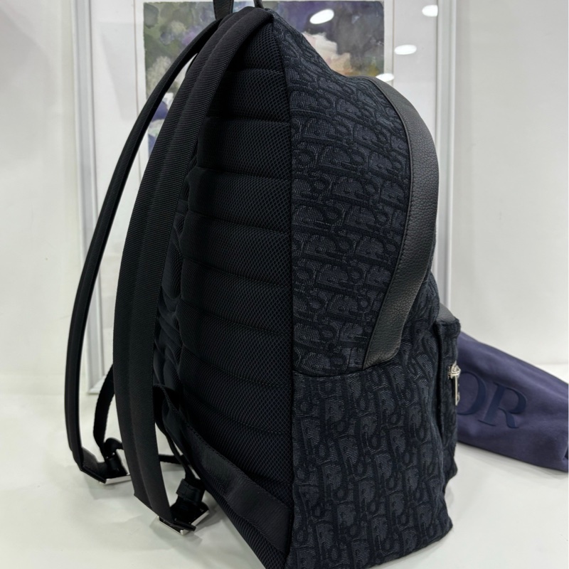 DIOR迪奧 Rider Oblique經典大容量刺繡老花滿印暗紋提花 織物 背包雙肩包 22年編碼 閒置-3