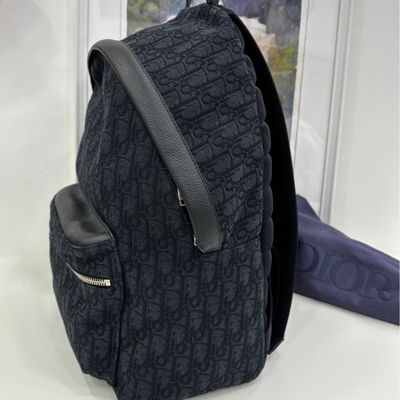 DIOR迪奧 Rider Oblique經典大容量刺繡老花滿印暗紋提花 織物 背包雙肩包 22年編碼 閒置-4