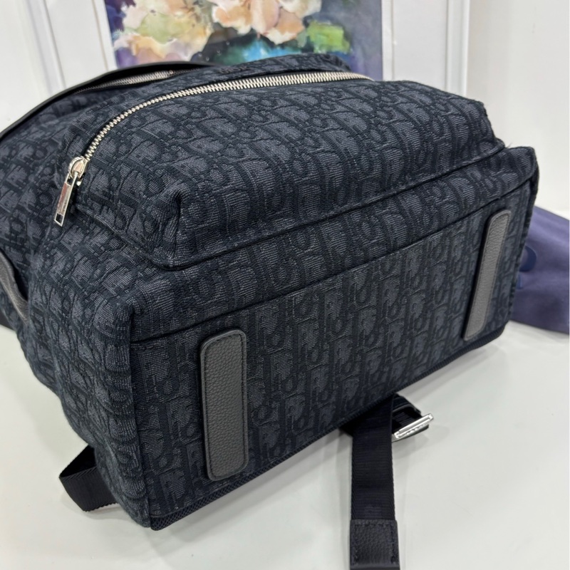 DIOR迪奧 Rider Oblique經典大容量刺繡老花滿印暗紋提花 織物 背包雙肩包 22年編碼 閒置-5